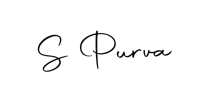 You should practise on your own different ways (Autography-DOLnW) to write your name (S Purva) in signature. don't let someone else do it for you. S Purva signature style 10 images and pictures png