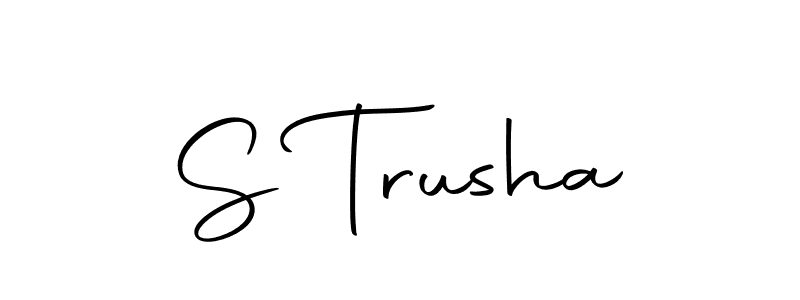 How to make S Trusha name signature. Use Autography-DOLnW style for creating short signs online. This is the latest handwritten sign. S Trusha signature style 10 images and pictures png