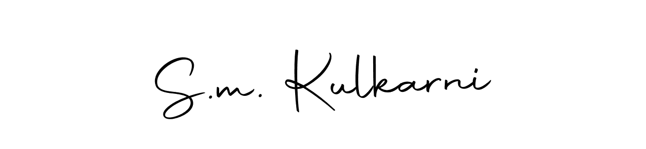 You should practise on your own different ways (Autography-DOLnW) to write your name (S.m. Kulkarni) in signature. don't let someone else do it for you. S.m. Kulkarni signature style 10 images and pictures png