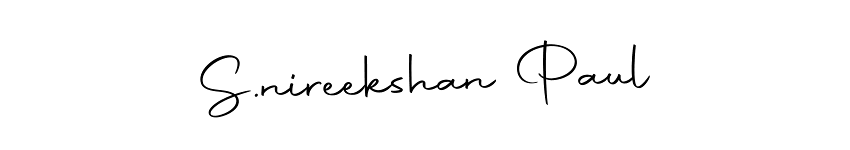 The best way (Autography-DOLnW) to make a short signature is to pick only two or three words in your name. The name S.nireekshan Paul include a total of six letters. For converting this name. S.nireekshan Paul signature style 10 images and pictures png