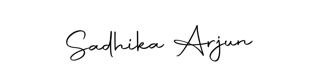 You should practise on your own different ways (Autography-DOLnW) to write your name (Sadhika Arjun) in signature. don't let someone else do it for you. Sadhika Arjun signature style 10 images and pictures png