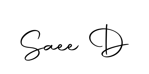 How to make Saee D name signature. Use Autography-DOLnW style for creating short signs online. This is the latest handwritten sign. Saee D signature style 10 images and pictures png