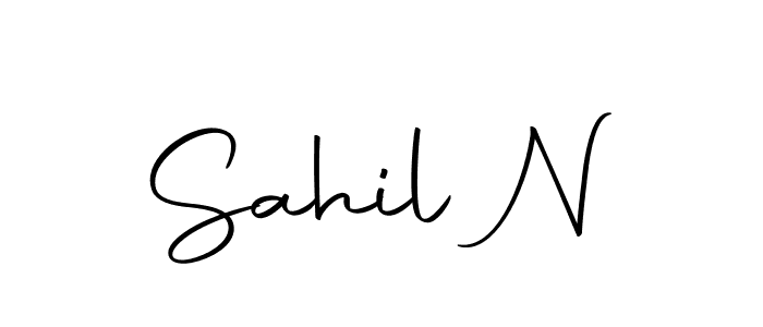 Use a signature maker to create a handwritten signature online. With this signature software, you can design (Autography-DOLnW) your own signature for name Sahil N. Sahil N signature style 10 images and pictures png