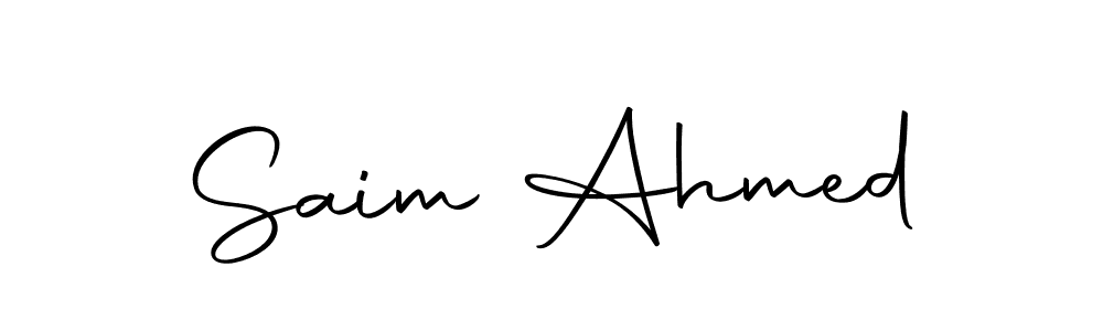 Saim Ahmed stylish signature style. Best Handwritten Sign (Autography-DOLnW) for my name. Handwritten Signature Collection Ideas for my name Saim Ahmed. Saim Ahmed signature style 10 images and pictures png