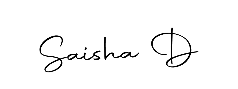 How to make Saisha D name signature. Use Autography-DOLnW style for creating short signs online. This is the latest handwritten sign. Saisha D signature style 10 images and pictures png
