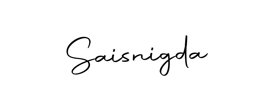 How to make Saisnigda name signature. Use Autography-DOLnW style for creating short signs online. This is the latest handwritten sign. Saisnigda signature style 10 images and pictures png