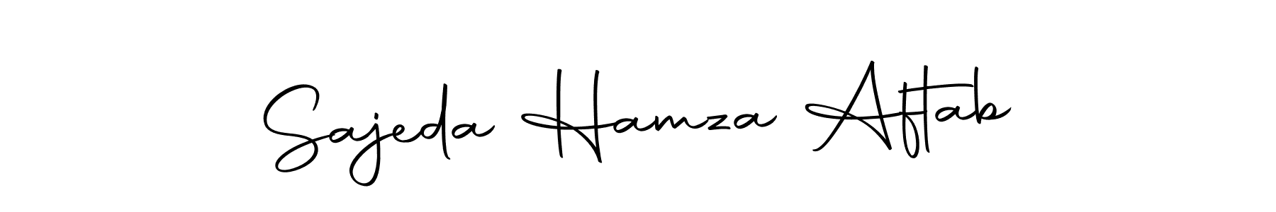 You should practise on your own different ways (Autography-DOLnW) to write your name (Sajeda Hamza Aftab) in signature. don't let someone else do it for you. Sajeda Hamza Aftab signature style 10 images and pictures png