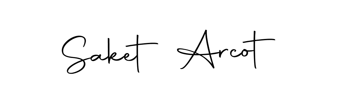 You should practise on your own different ways (Autography-DOLnW) to write your name (Saket Arcot) in signature. don't let someone else do it for you. Saket Arcot signature style 10 images and pictures png