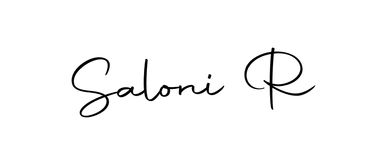 How to make Saloni R name signature. Use Autography-DOLnW style for creating short signs online. This is the latest handwritten sign. Saloni R signature style 10 images and pictures png