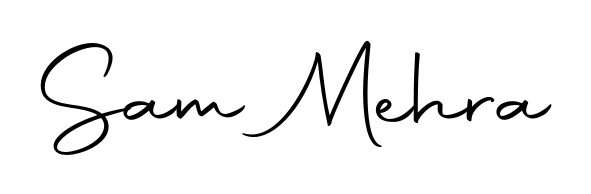 A sleek calligraphic signature for name Sam Mehra utilizing Autography-DOLnW styling. Great for adding personal signatures to photos and art. Sam Mehra signature style 10 images and pictures png