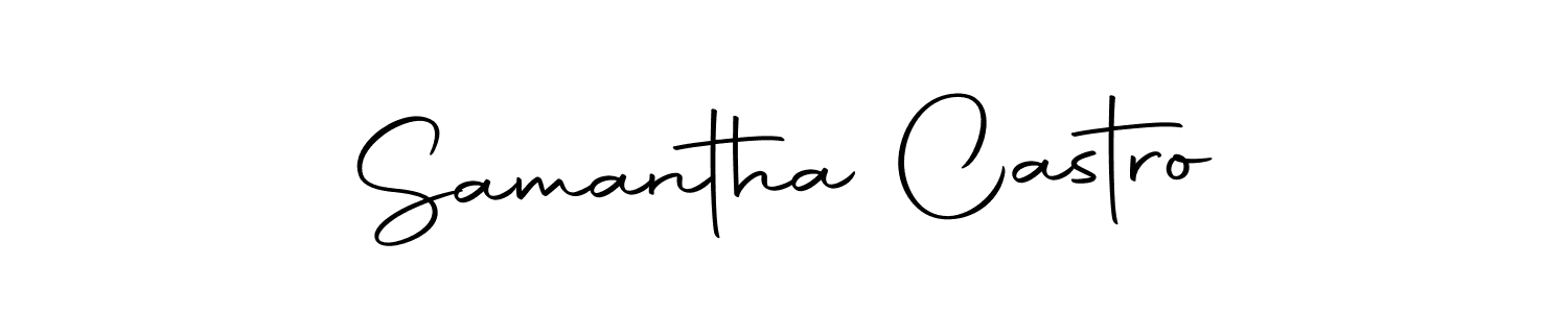 How to make Samantha Castro name signature. Use Autography-DOLnW style for creating short signs online. This is the latest handwritten sign. Samantha Castro signature style 10 images and pictures png