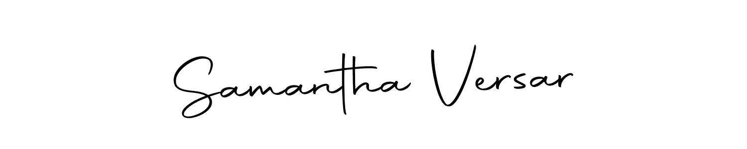 How to make Samantha Versar name signature. Use Autography-DOLnW style for creating short signs online. This is the latest handwritten sign. Samantha Versar signature style 10 images and pictures png