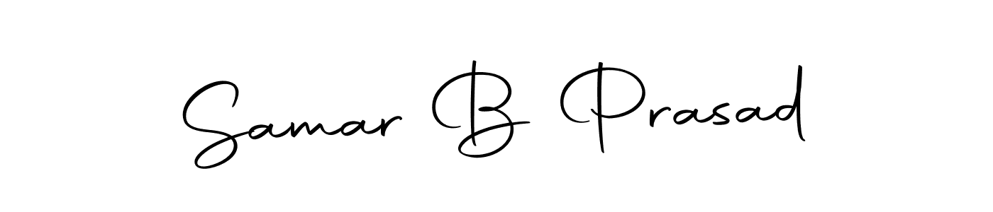 You should practise on your own different ways (Autography-DOLnW) to write your name (Samar B Prasad) in signature. don't let someone else do it for you. Samar B Prasad signature style 10 images and pictures png