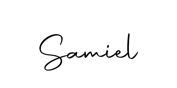 Use a signature maker to create a handwritten signature online. With this signature software, you can design (Autography-DOLnW) your own signature for name Samiel. Samiel signature style 10 images and pictures png