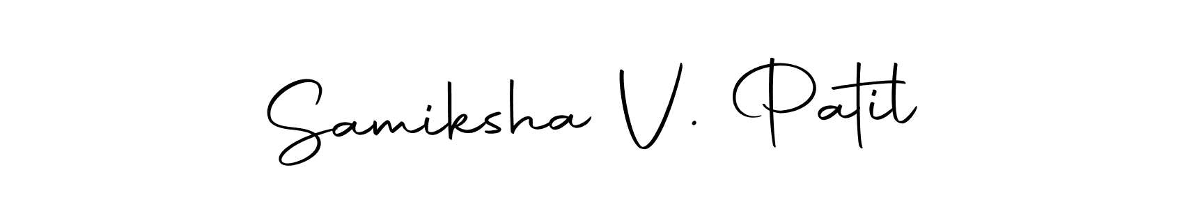 You should practise on your own different ways (Autography-DOLnW) to write your name (Samiksha V. Patil) in signature. don't let someone else do it for you. Samiksha V. Patil signature style 10 images and pictures png