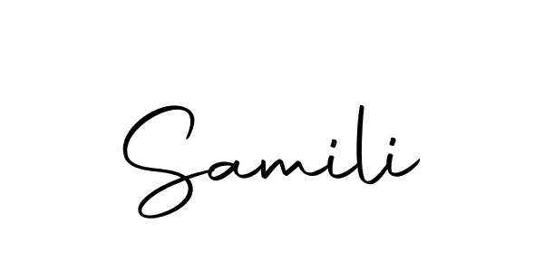 Use a signature maker to create a handwritten signature online. With this signature software, you can design (Autography-DOLnW) your own signature for name Samili. Samili signature style 10 images and pictures png