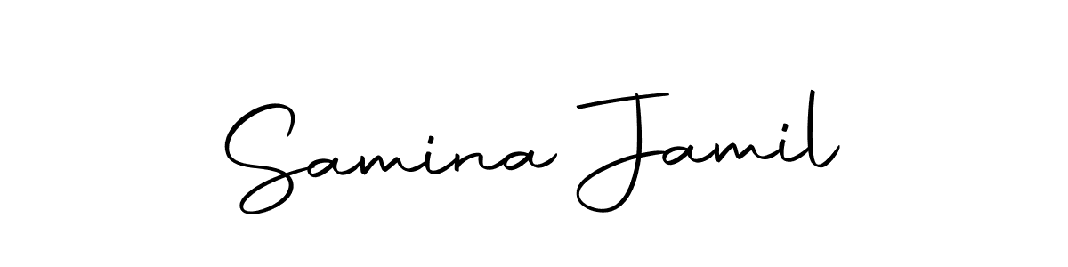 You should practise on your own different ways (Autography-DOLnW) to write your name (Samina Jamil) in signature. don't let someone else do it for you. Samina Jamil signature style 10 images and pictures png