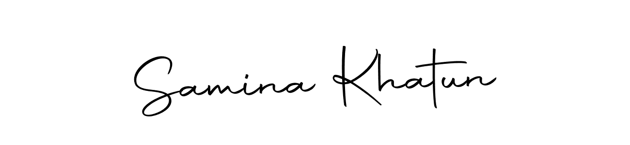 How to make Samina Khatun name signature. Use Autography-DOLnW style for creating short signs online. This is the latest handwritten sign. Samina Khatun signature style 10 images and pictures png