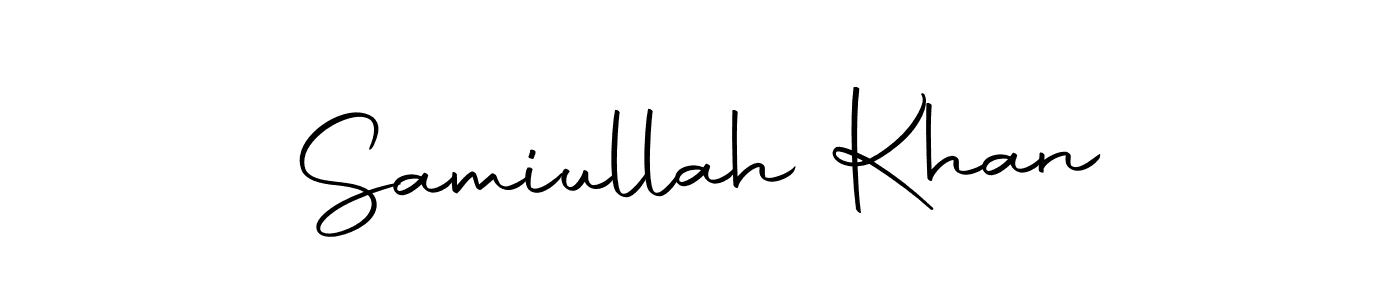 How to make Samiullah Khan name signature. Use Autography-DOLnW style for creating short signs online. This is the latest handwritten sign. Samiullah Khan signature style 10 images and pictures png