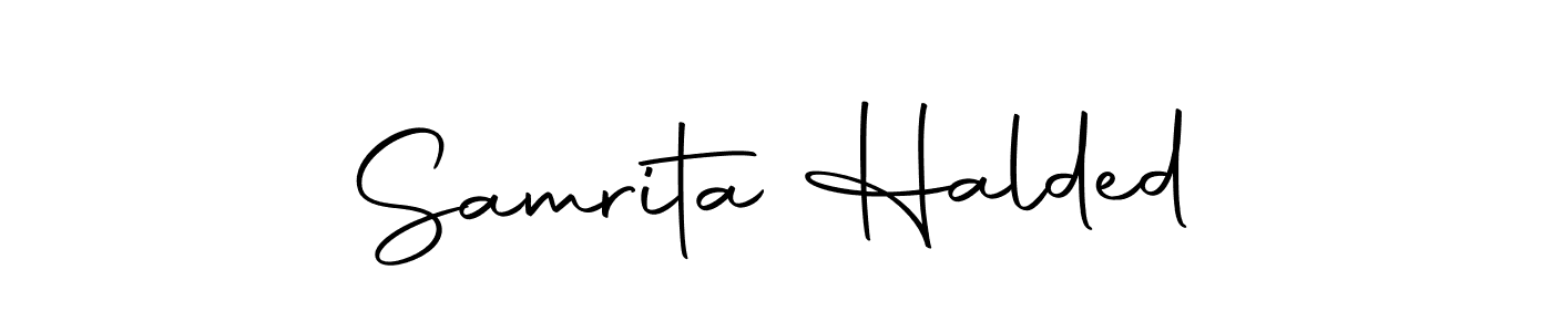 See photos of Samrita Halded official signature by Spectra . Check more albums & portfolios. Read reviews & check more about Autography-DOLnW font. Samrita Halded signature style 10 images and pictures png