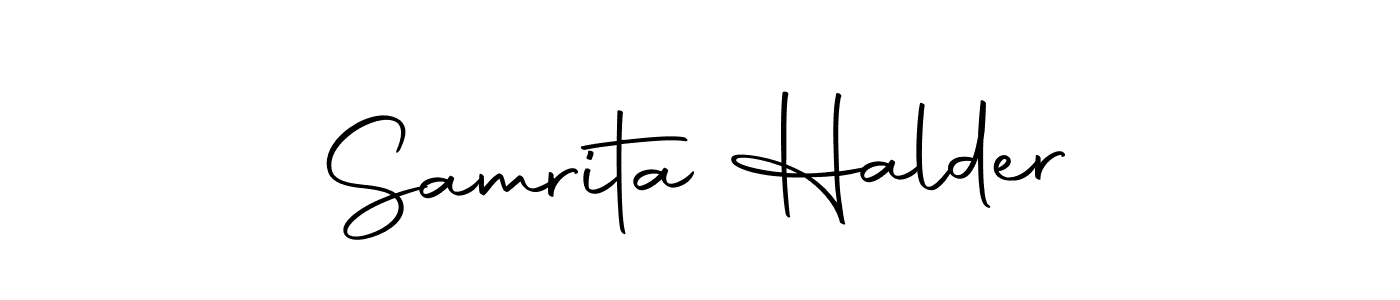 How to make Samrita Halder name signature. Use Autography-DOLnW style for creating short signs online. This is the latest handwritten sign. Samrita Halder signature style 10 images and pictures png
