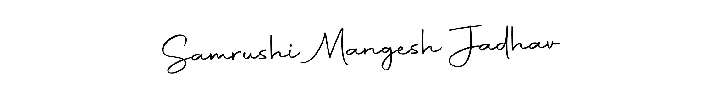 The best way (Autography-DOLnW) to make a short signature is to pick only two or three words in your name. The name Samrushi Mangesh Jadhav include a total of six letters. For converting this name. Samrushi Mangesh Jadhav signature style 10 images and pictures png