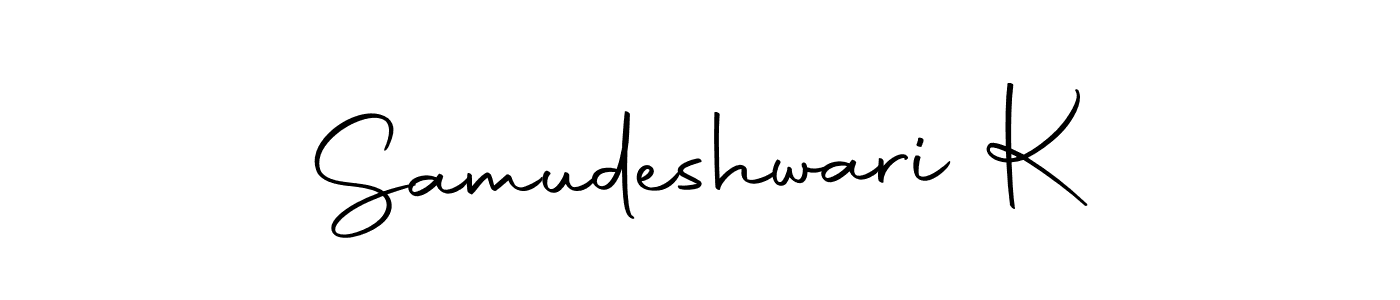 Create a beautiful signature design for name Samudeshwari K. With this signature (Autography-DOLnW) fonts, you can make a handwritten signature for free. Samudeshwari K signature style 10 images and pictures png
