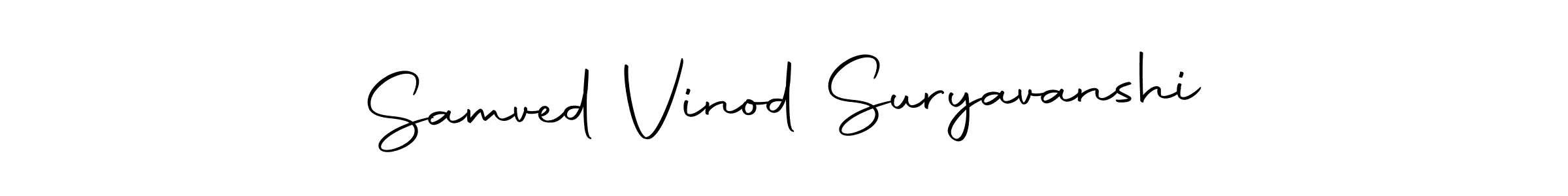 How to make Samved Vinod Suryavanshi name signature. Use Autography-DOLnW style for creating short signs online. This is the latest handwritten sign. Samved Vinod Suryavanshi signature style 10 images and pictures png
