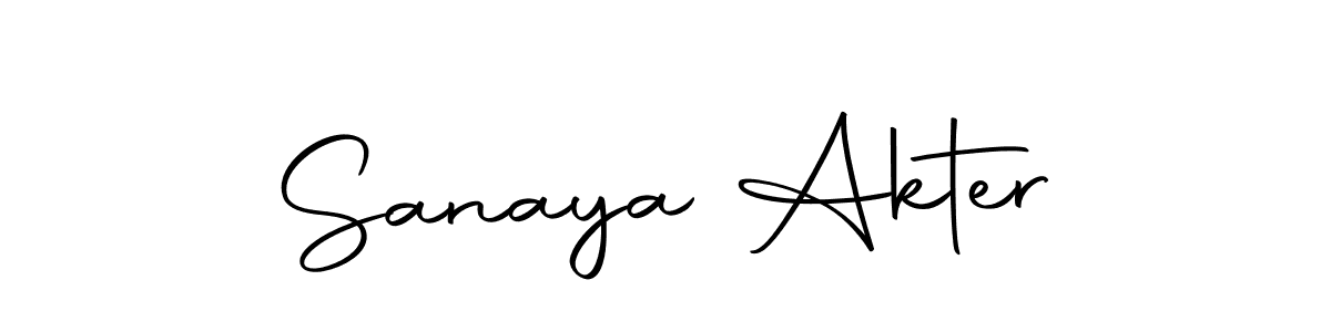How to make Sanaya Akter name signature. Use Autography-DOLnW style for creating short signs online. This is the latest handwritten sign. Sanaya Akter signature style 10 images and pictures png
