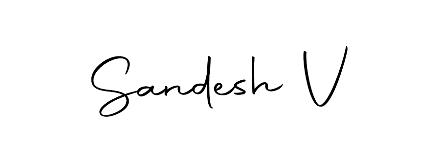 Use a signature maker to create a handwritten signature online. With this signature software, you can design (Autography-DOLnW) your own signature for name Sandesh V. Sandesh V signature style 10 images and pictures png