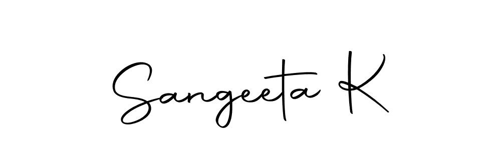 How to make Sangeeta K name signature. Use Autography-DOLnW style for creating short signs online. This is the latest handwritten sign. Sangeeta K signature style 10 images and pictures png