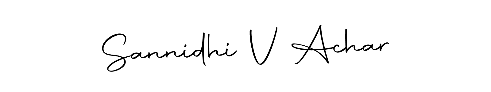 You should practise on your own different ways (Autography-DOLnW) to write your name (Sannidhi V Achar) in signature. don't let someone else do it for you. Sannidhi V Achar signature style 10 images and pictures png