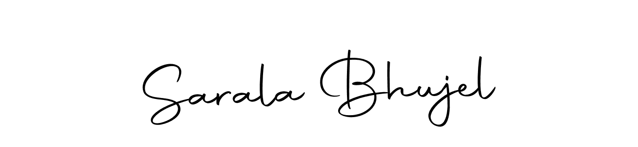 You should practise on your own different ways (Autography-DOLnW) to write your name (Sarala Bhujel) in signature. don't let someone else do it for you. Sarala Bhujel signature style 10 images and pictures png