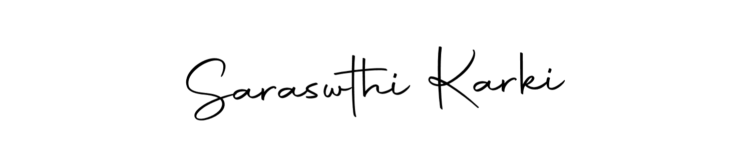 You should practise on your own different ways (Autography-DOLnW) to write your name (Saraswthi Karki) in signature. don't let someone else do it for you. Saraswthi Karki signature style 10 images and pictures png