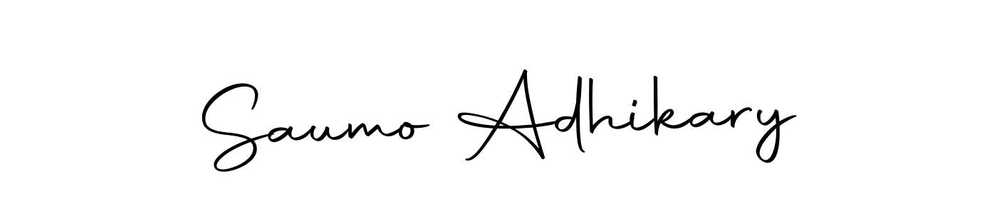 The best way (Autography-DOLnW) to make a short signature is to pick only two or three words in your name. The name Saumo Adhikary include a total of six letters. For converting this name. Saumo Adhikary signature style 10 images and pictures png