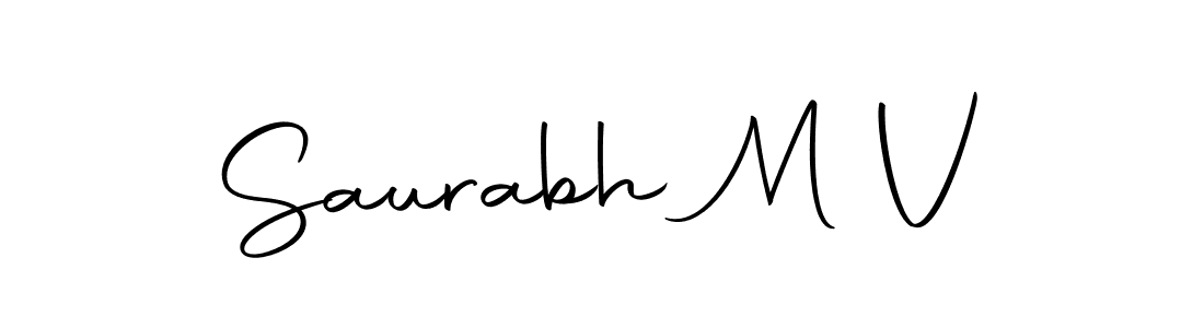 How to make Saurabh M V name signature. Use Autography-DOLnW style for creating short signs online. This is the latest handwritten sign. Saurabh M V signature style 10 images and pictures png