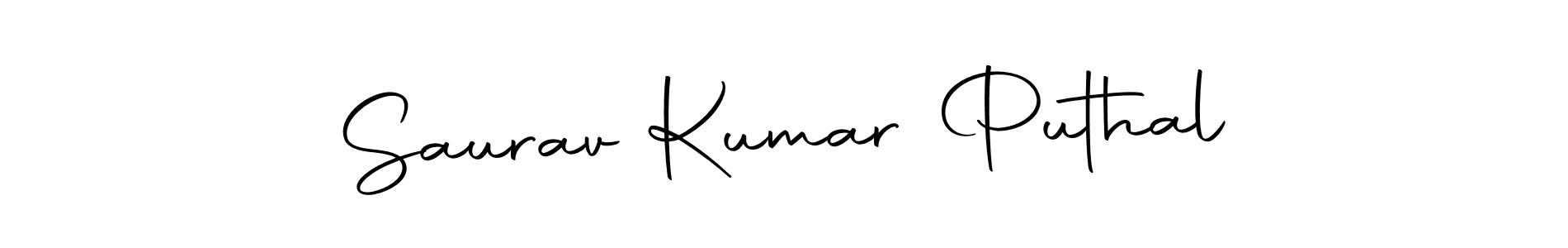 How to make Saurav Kumar Puthal name signature. Use Autography-DOLnW style for creating short signs online. This is the latest handwritten sign. Saurav Kumar Puthal signature style 10 images and pictures png