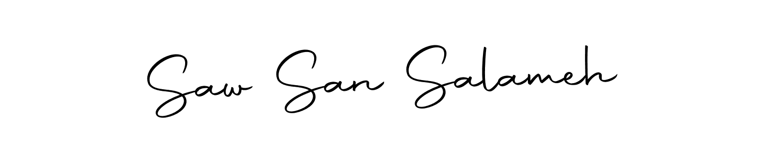 The best way (Autography-DOLnW) to make a short signature is to pick only two or three words in your name. The name Saw San Salameh include a total of six letters. For converting this name. Saw San Salameh signature style 10 images and pictures png