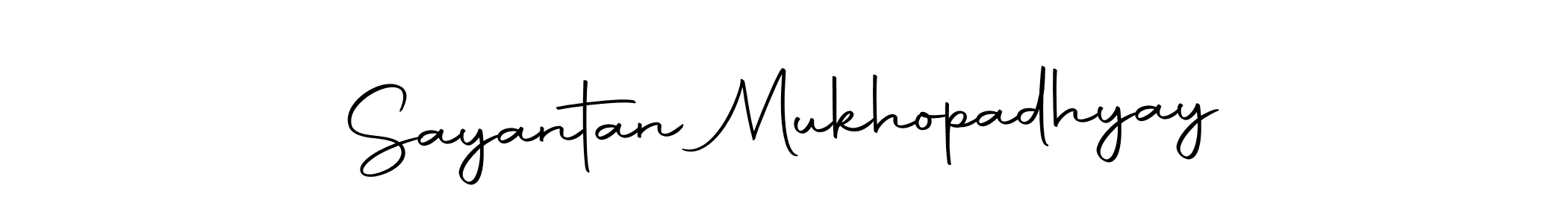 Create a beautiful signature design for name Sayantan Mukhopadhyay. With this signature (Autography-DOLnW) fonts, you can make a handwritten signature for free. Sayantan Mukhopadhyay signature style 10 images and pictures png