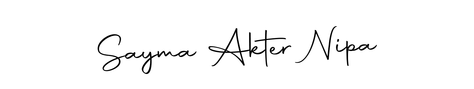 How to make Sayma Akter Nipa name signature. Use Autography-DOLnW style for creating short signs online. This is the latest handwritten sign. Sayma Akter Nipa signature style 10 images and pictures png