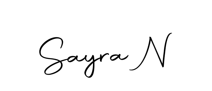 Use a signature maker to create a handwritten signature online. With this signature software, you can design (Autography-DOLnW) your own signature for name Sayra N. Sayra N signature style 10 images and pictures png