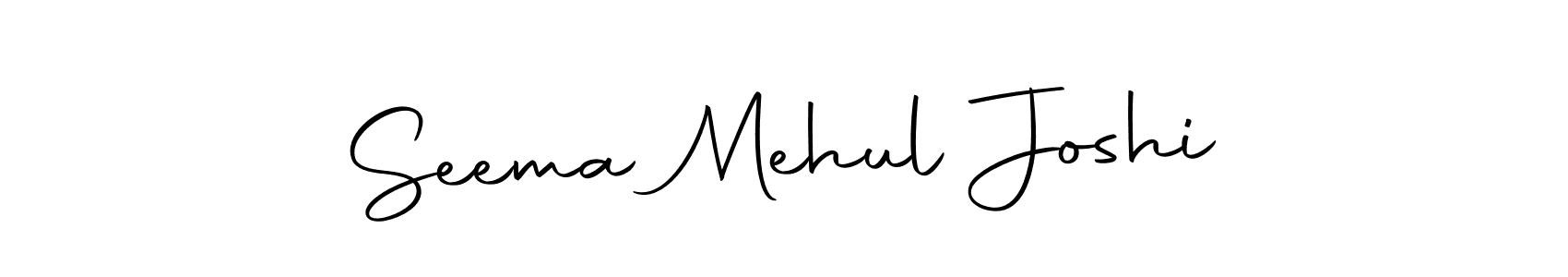 How to make Seema Mehul Joshi name signature. Use Autography-DOLnW style for creating short signs online. This is the latest handwritten sign. Seema Mehul Joshi signature style 10 images and pictures png