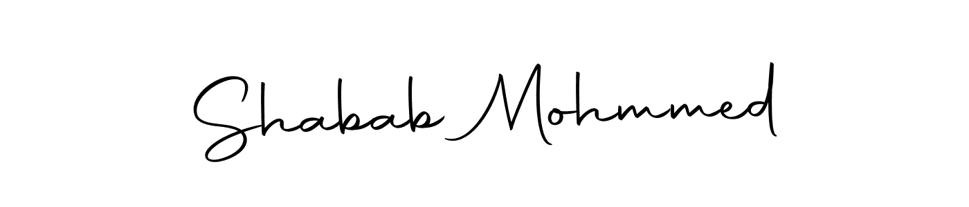 How to make Shabab Mohmmed name signature. Use Autography-DOLnW style for creating short signs online. This is the latest handwritten sign. Shabab Mohmmed signature style 10 images and pictures png