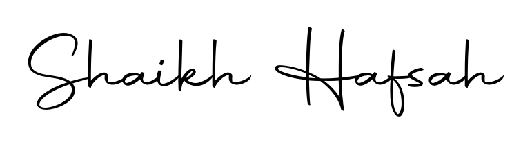 Try this chic Shaikh Hafsah handwritten sign style. Using Autography-DOLnW font elements, it gives your name a sleek, memorable identity. Shaikh Hafsah signature style 10 images and pictures png