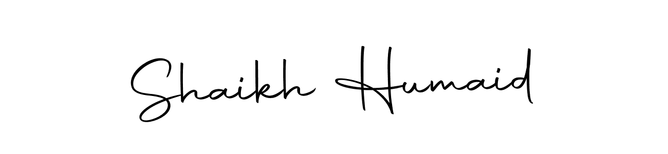 How to make Shaikh Humaid name signature. Use Autography-DOLnW style for creating short signs online. This is the latest handwritten sign. Shaikh Humaid signature style 10 images and pictures png