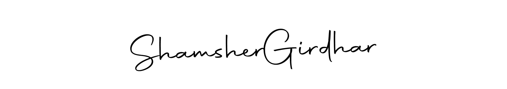 You can use this online signature creator to create a handwritten signature for the name Shamsher  Girdhar. This is the best online autograph maker. Shamsher  Girdhar signature style 10 images and pictures png