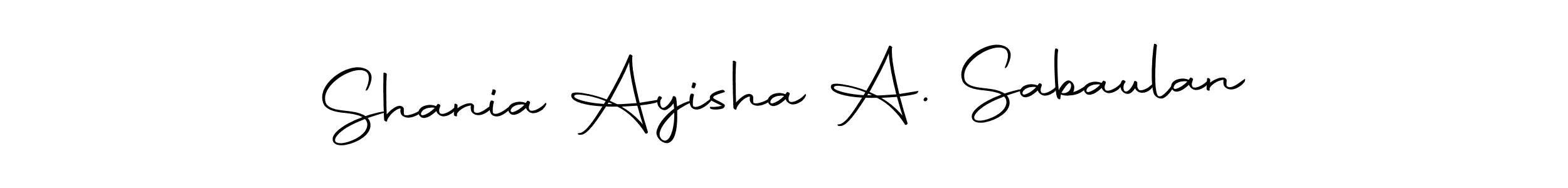 Create a beautiful signature design for name Shania Ayisha A. Sabaulan. With this signature (Autography-DOLnW) fonts, you can make a handwritten signature for free. Shania Ayisha A. Sabaulan signature style 10 images and pictures png