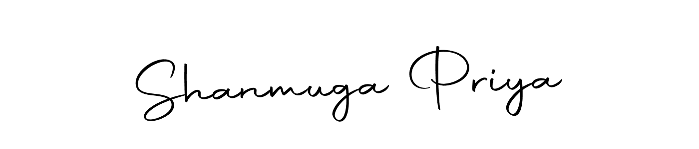 How to make Shanmuga Priya name signature. Use Autography-DOLnW style for creating short signs online. This is the latest handwritten sign. Shanmuga Priya signature style 10 images and pictures png