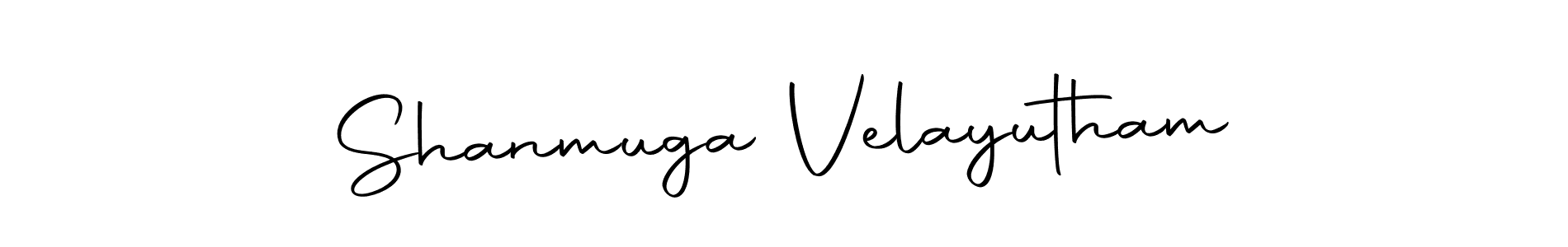 How to make Shanmuga Velayutham name signature. Use Autography-DOLnW style for creating short signs online. This is the latest handwritten sign. Shanmuga Velayutham signature style 10 images and pictures png