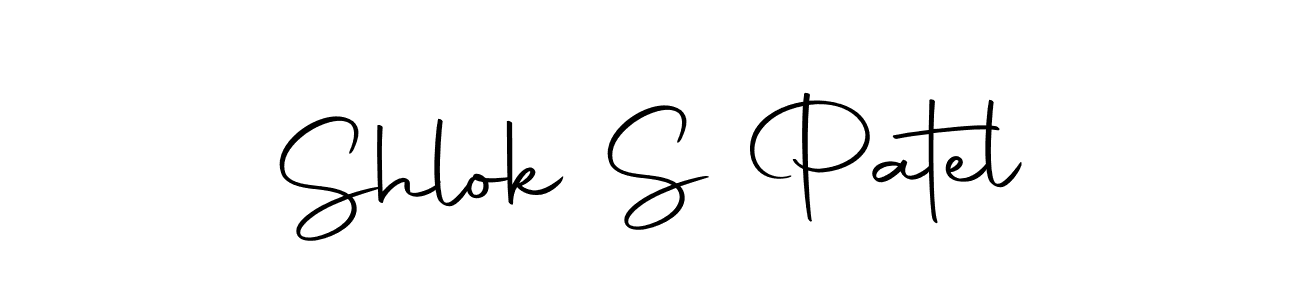 How to make Shlok S Patel name signature. Use Autography-DOLnW style for creating short signs online. This is the latest handwritten sign. Shlok S Patel signature style 10 images and pictures png